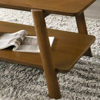 Mid-Century Modern Wood Shelf End Table, Walnut Finish