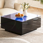 LED Coffee Table with Frosted Tempered Glass Top