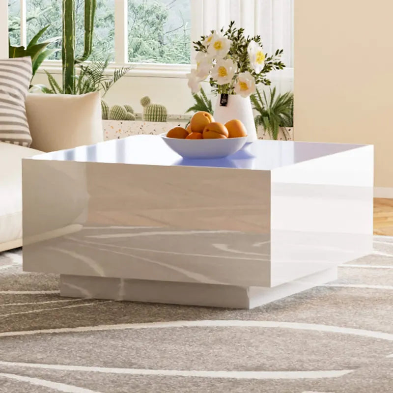 LED Coffee Table with Frosted Tempered Glass Top