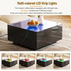 LED Coffee Table with Frosted Tempered Glass Top