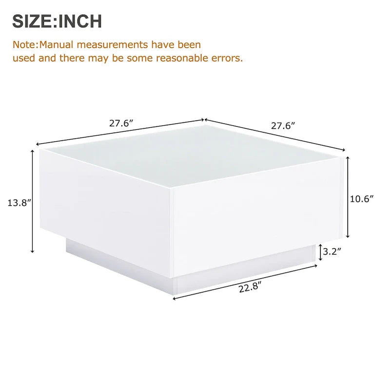 LED Coffee Table with Frosted Tempered Glass Top