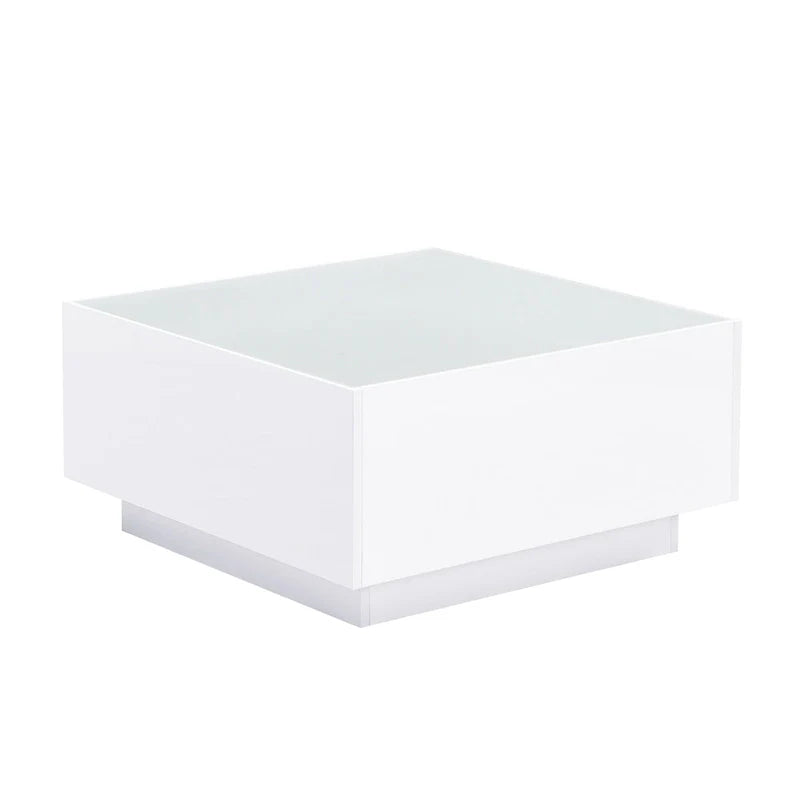 LED Coffee Table with Frosted Tempered Glass Top