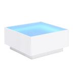 LED Coffee Table with Frosted Tempered Glass Top