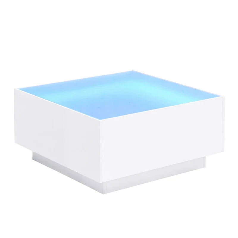 LED Coffee Table with Frosted Tempered Glass Top