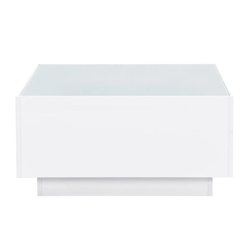 LED Coffee Table with Frosted Tempered Glass Top
