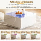 LED Coffee Table with Frosted Tempered Glass Top