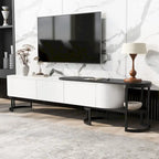 Extendable TV Stand with 3 Drawers and Metal Adjustable Legs (Fits TVs up to 75 Inches)