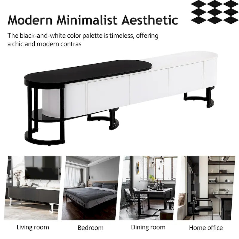 Extendable TV Stand with 3 Drawers and Metal Adjustable Legs (Fits TVs up to 75 Inches)
