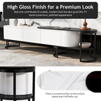Extendable TV Stand with 3 Drawers and Metal Adjustable Legs (Fits TVs up to 75 Inches)