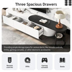 Extendable TV Stand with 3 Drawers and Metal Adjustable Legs (Fits TVs up to 75 Inches)