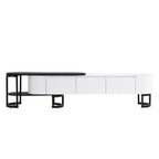 Extendable TV Stand with 3 Drawers and Metal Adjustable Legs (Fits TVs up to 75 Inches)