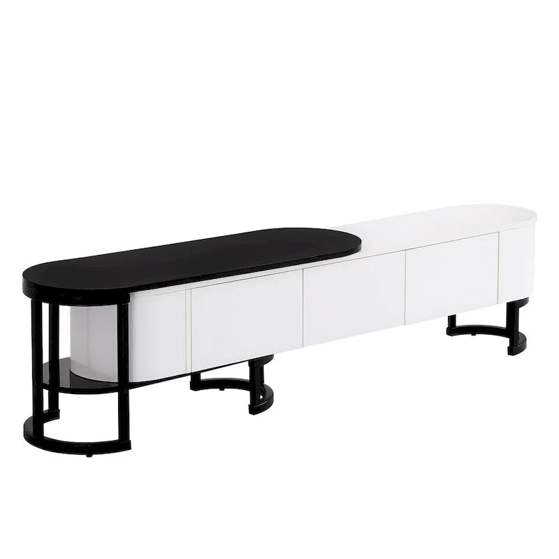 Extendable TV Stand with 3 Drawers and Metal Adjustable Legs (Fits TVs up to 75 Inches)