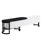Extendable TV Stand with 3 Drawers and Metal Adjustable Legs (Fits TVs up to 75 Inches)