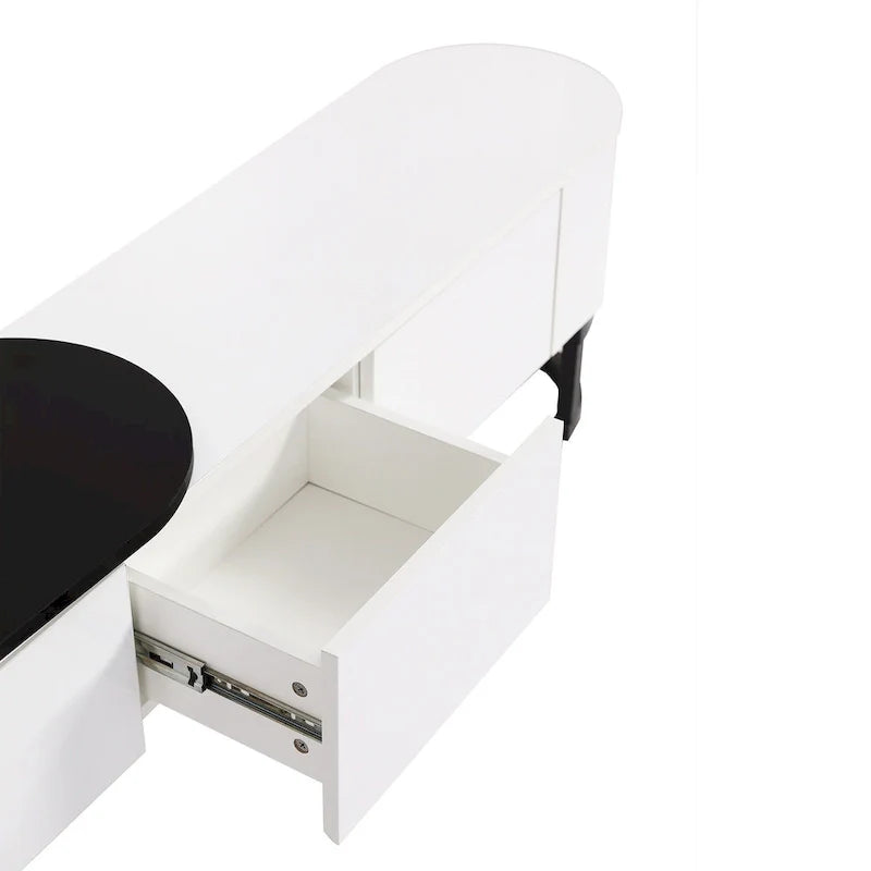 Extendable TV Stand with 3 Drawers and Metal Adjustable Legs (Fits TVs up to 75 Inches)