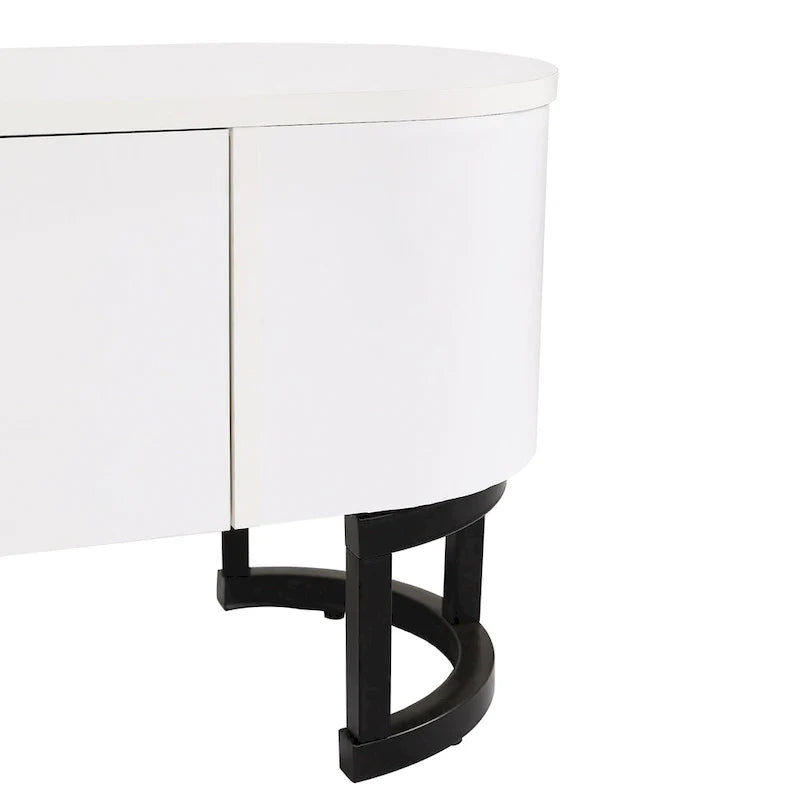Extendable TV Stand with 3 Drawers and Metal Adjustable Legs (Fits TVs up to 75 Inches)