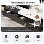 Extendable TV Stand with 3 Drawers and Metal Adjustable Legs (Fits TVs up to 75 Inches)