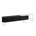 Extendable TV Stand with 3 Drawers and Metal Adjustable Legs (Fits TVs up to 75 Inches)