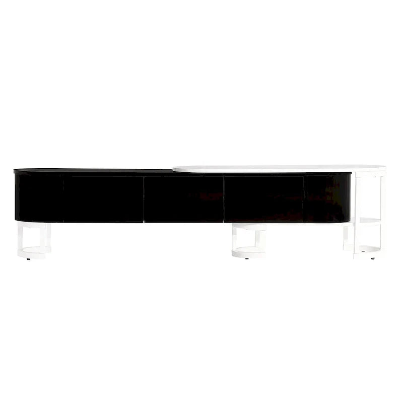 Extendable TV Stand with 3 Drawers and Metal Adjustable Legs (Fits TVs up to 75 Inches)