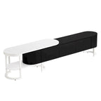 Extendable TV Stand with 3 Drawers and Metal Adjustable Legs (Fits TVs up to 75 Inches)