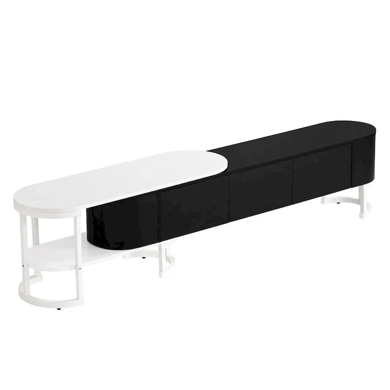 Extendable TV Stand with 3 Drawers and Metal Adjustable Legs (Fits TVs up to 75 Inches)