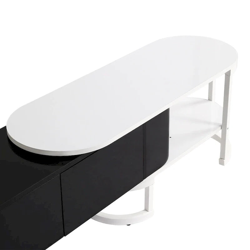 Extendable TV Stand with 3 Drawers and Metal Adjustable Legs (Fits TVs up to 75 Inches)