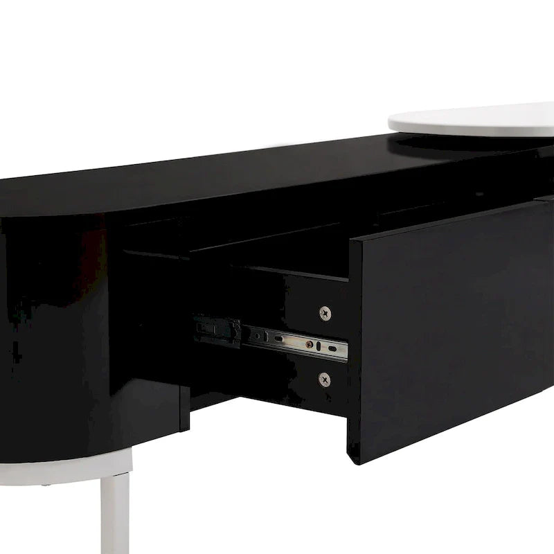 Extendable TV Stand with 3 Drawers and Metal Adjustable Legs (Fits TVs up to 75 Inches)