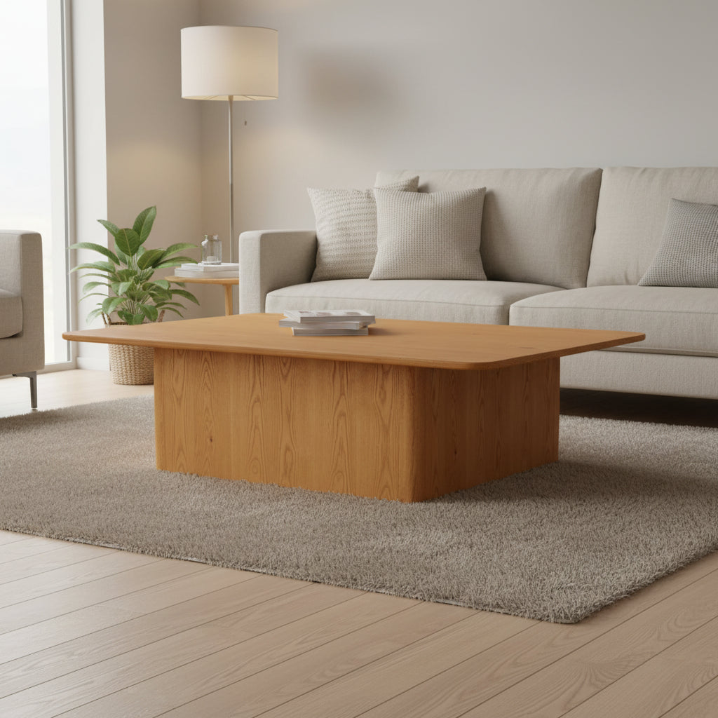 Rectangular Coffee Table with Round Corners - 55W x 36D x 17H
