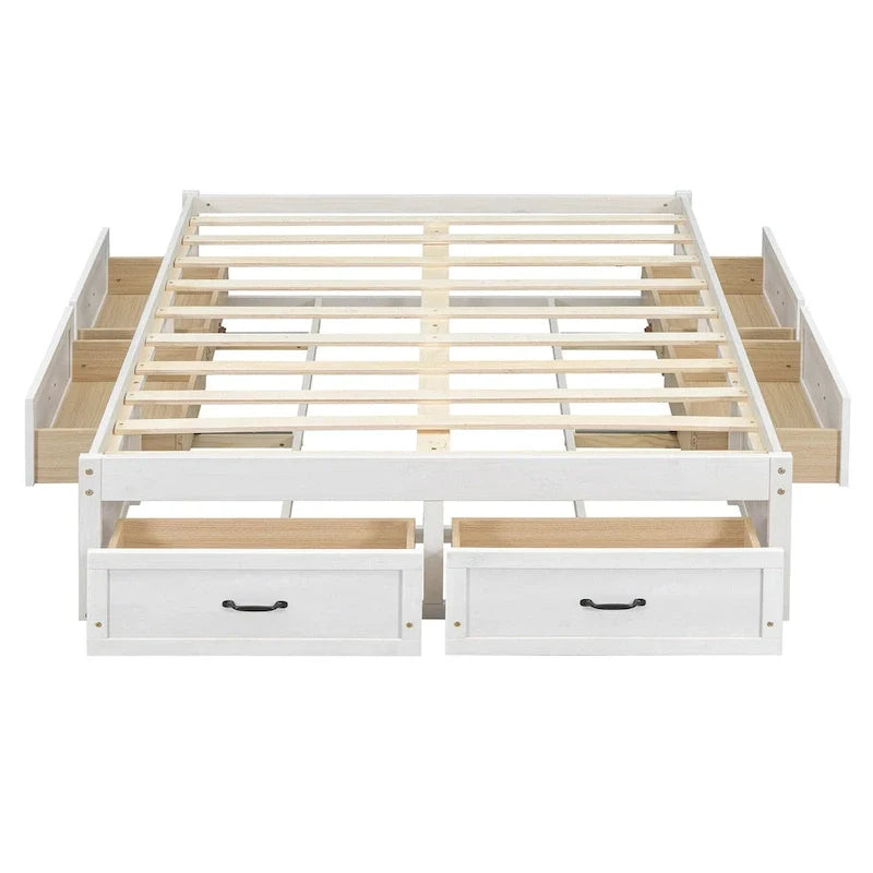 Full Size Platform Bed with 6 Storage Drawers