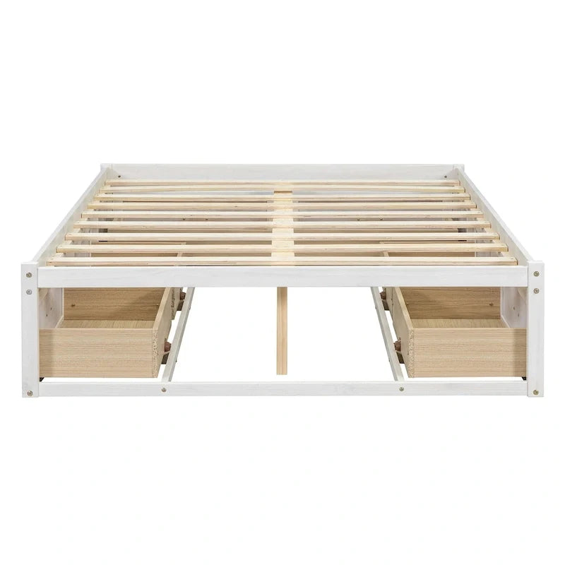 Full Size Platform Bed with 6 Storage Drawers