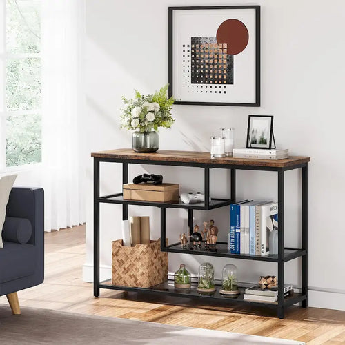 4-Tier Console Table with Storage Shelves