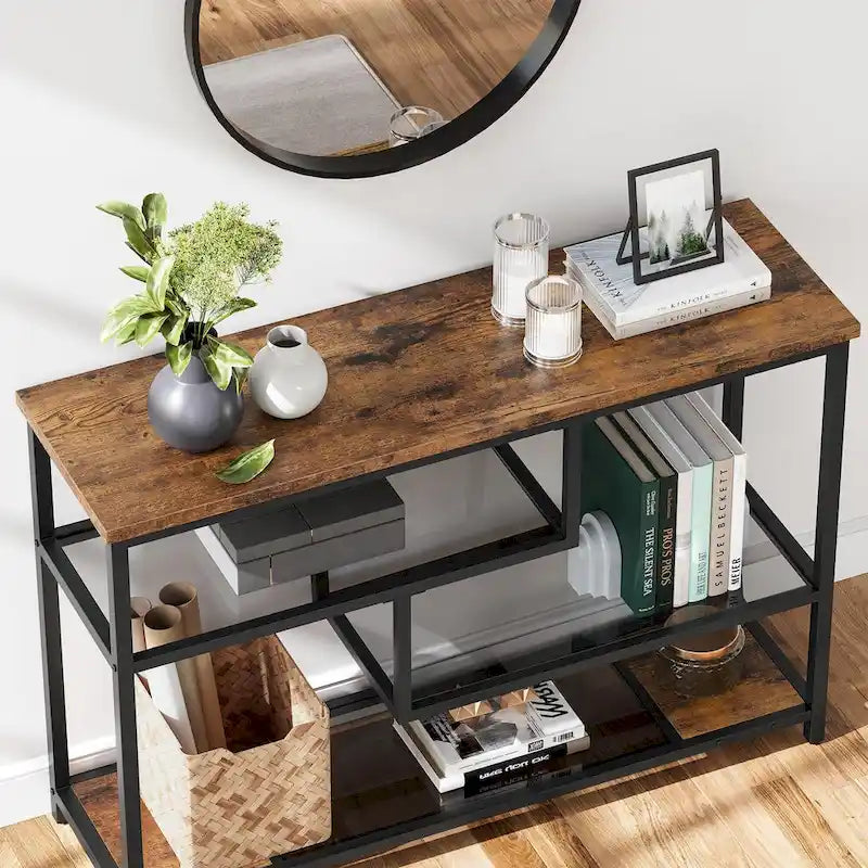 4-Tier Console Table with Storage Shelves