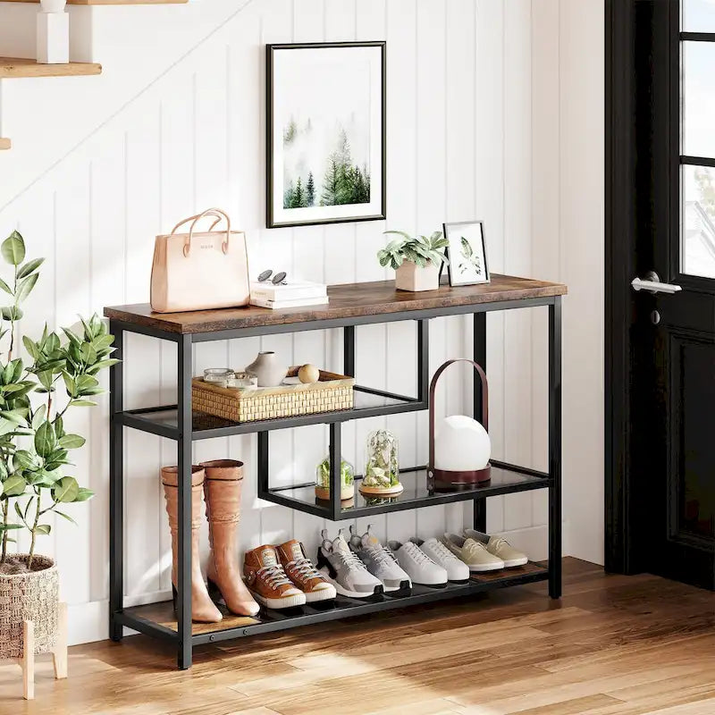 4-Tier Console Table with Storage Shelves