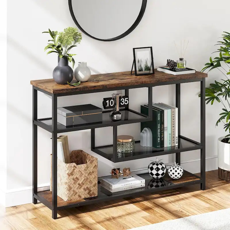 4-Tier Console Table with Storage Shelves