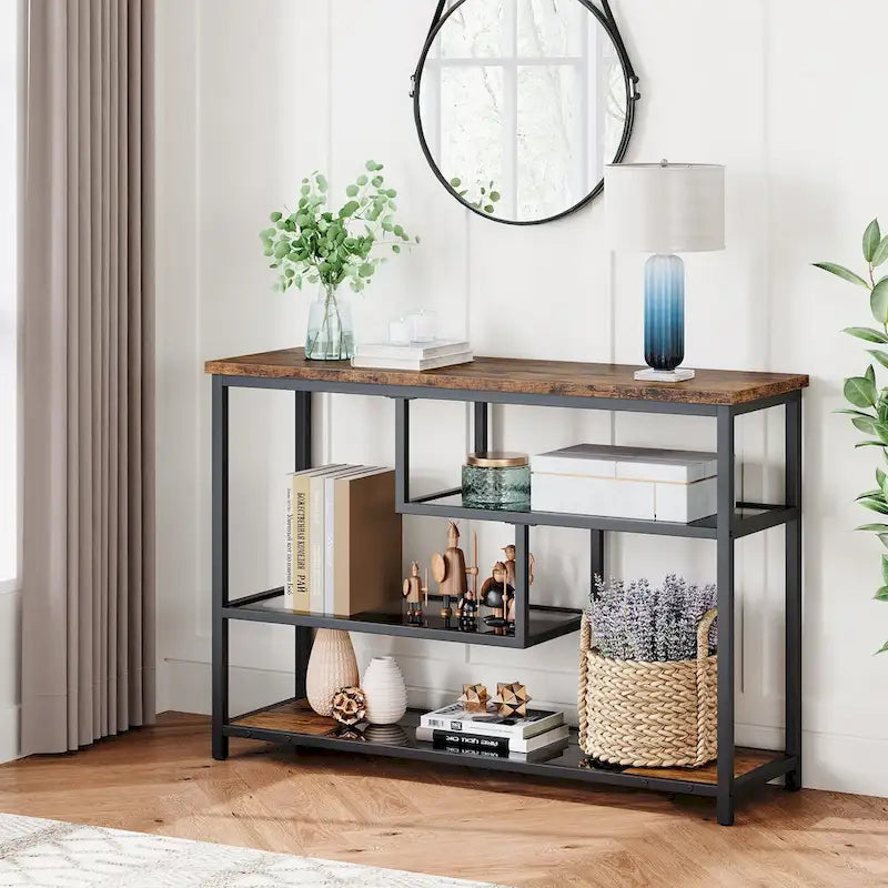 4-Tier Console Table with Storage Shelves