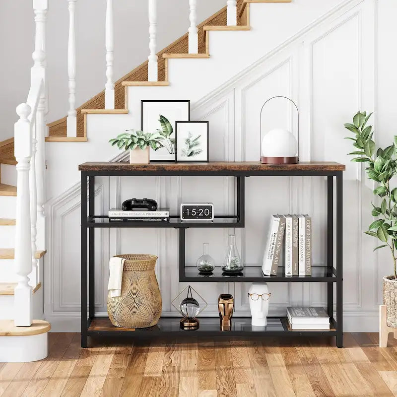 4-Tier Console Table with Storage Shelves