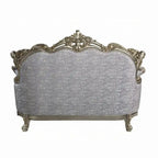 Loveseat with 3 Pillows, Gray Fabric, Antique Bronze Finish, 73 Inch