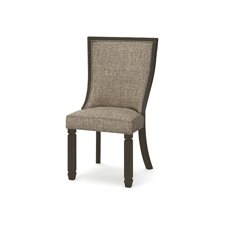Dining Side Chair Set of 2, Black, Gray Brown Woven Polyester