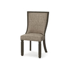 Dining Side Chair Set of 2, Black, Gray Brown Woven Polyester