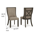 Dining Side Chair Set of 2, Black, Gray Brown Woven Polyester