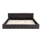 Dark Gray / Beige Chenille Upholstered Platform Bed with Headboard – Queen / King