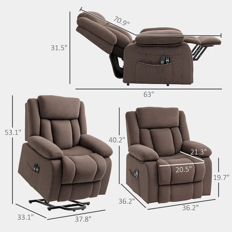 Power Lift Recliner Chair with Massage and Heat, Fabric Recliner with Remote Control