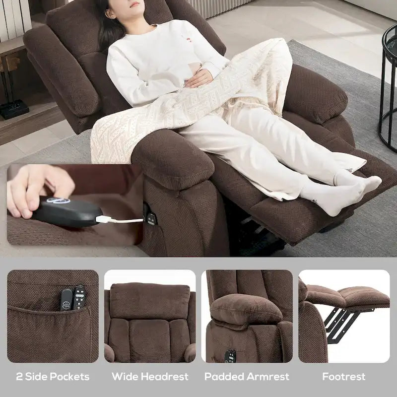 Power Lift Recliner Chair with Massage and Heat, Fabric Recliner with Remote Control