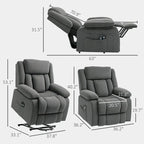 Power Lift Recliner Chair with Massage and Heat, Fabric Recliner with Remote Control