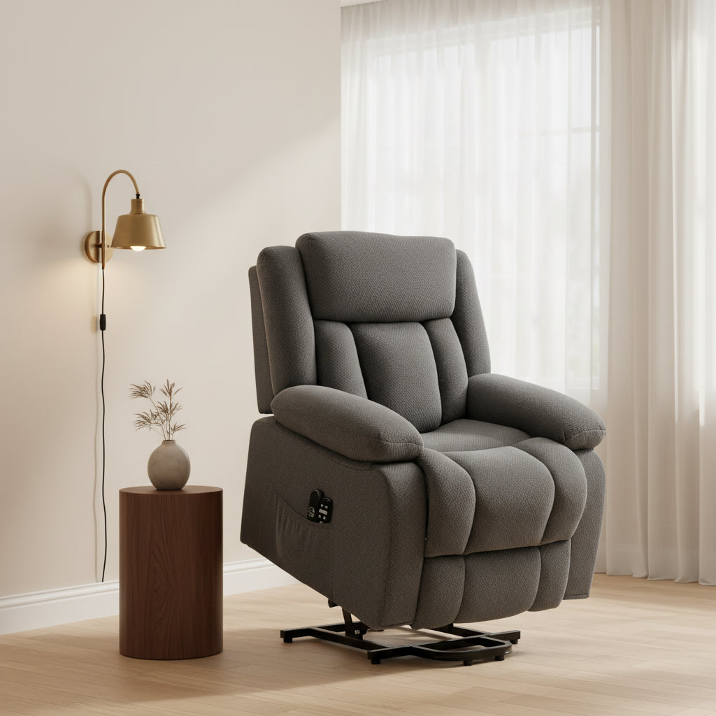 Power Lift Recliner Chair with Massage and Heat, Fabric Recliner with Remote Control
