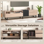 TV Stand for 80 TV with Double Storage Space, Media Console Table, Entertainment Center with Drop Down Door