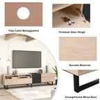 TV Stand for 80 TV with Double Storage Space, Media Console Table, Entertainment Center with Drop Down Door