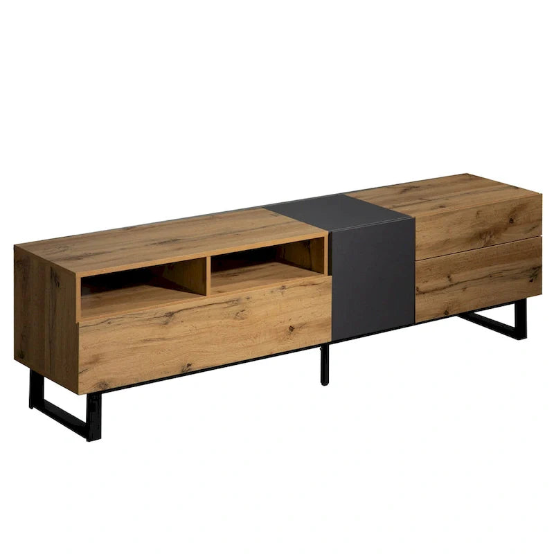 TV Stand for 80 TV with Double Storage Space, Media Console Table, Entertainment Center with Drop Down Door
