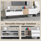 TV Stand for 80 TV with Double Storage Space, Media Console Table, Entertainment Center with Drop Down Door