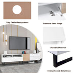 TV Stand for 80 TV with Double Storage Space, Media Console Table, Entertainment Center with Drop Down Door