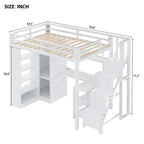 Metal Loft Bed with Desk, Wardrobe & Stepped Stairs – Twin/Full Size